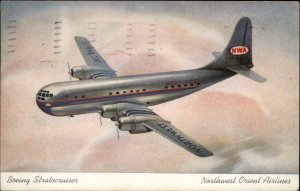 Northwest Orient Airlines Boeing Stratocruiser Airplane Vintage Postcard