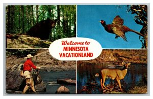 Vintage 1960's Postcard Greetings From Minnesota Vacationland Fishing & Hunting