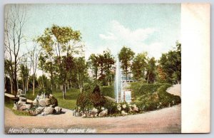 Meriden Connecticut CT Fountain Hubbard Park Plants & Trees Attractions Postcard