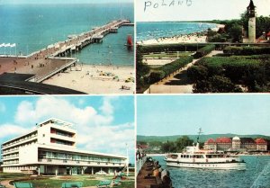 VINTAGE POSTCARD MULTIPLE VIEWS LIGHTHOUSE BEACH MAILED FROM RADOM POLAND 1974