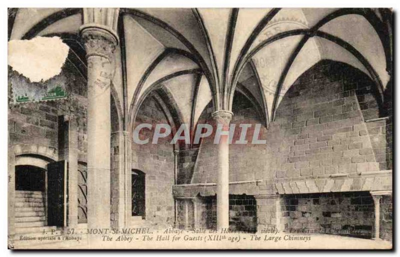 Old Postcard Mont St Michel Abbey Room Breakfast Large fireplaces