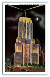 Postcard Palmolive Building, by night, Chicago IL Z2