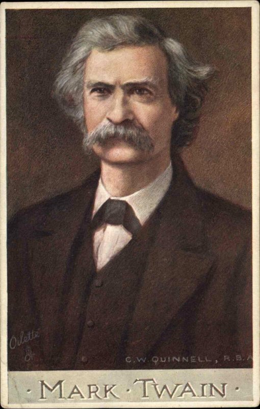 CW Quinnell Mark Twain TUCK Oilette c1910 Postcard MEN OF LETTERS