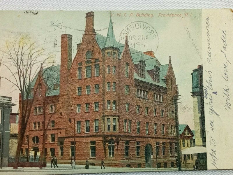 Providence RI-Rhode Island, 1907 Y.M.C.A Building Street View, Vintage Postcard