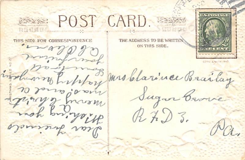 John Winsch Publishing Christmas Postal used unknown 