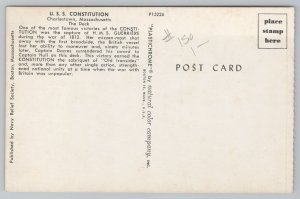 Charlestown Massachusetts~USS Constitution Rowboat On Deck~Vintage Postcard 