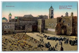 c1910's Exterior View Entrance Of Church Of Nativity Bethlehem Israel Postcard