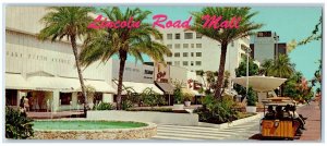 Miami Beach Florida Postcard Oversized Lincoln Road Mall Fountain c1960's Cars