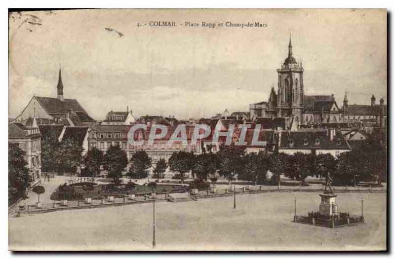 Old Postcard Colmar Place Rapp and Champ de Mars