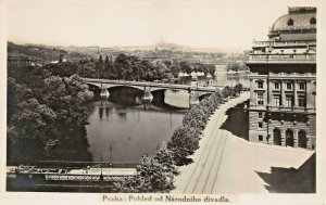 PRAHA PRAGUE CZECH REPUBLIC~POHLED od NARODNIHO DIVADLA~1910s PHOTO POSTCARD