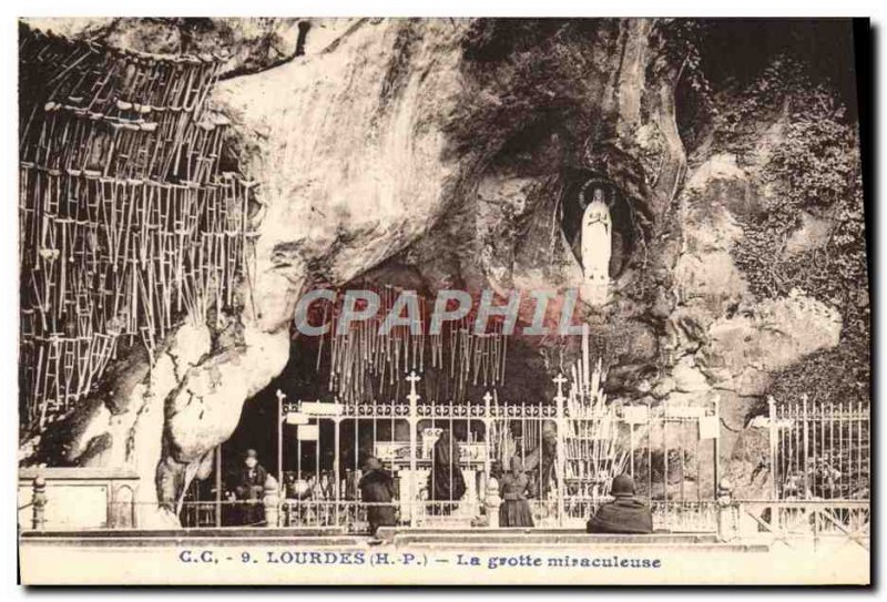 Old Postcard Lourdes Grotto Miraculous