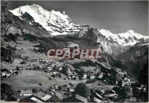 Modern Postcard Wengen und Jungfrau mit Breithorn