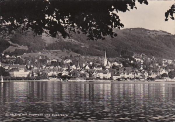 Switzerland Zug Mit Zugersee und Zugerberg 1953 Real Photo