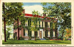 Vtg 1930s Federal Hill My Old Kentucky Home Bardstown KY Postcard