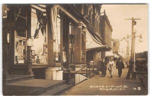 Wheaton, Illinois RPPC Front Street Sidewalk Signs Rare 1910s Brooks Photo