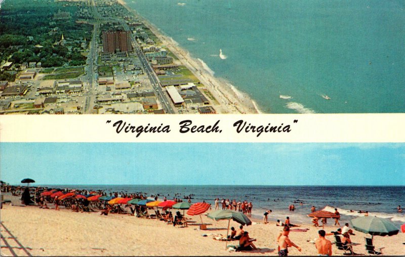 Virginia Virginia Beach Aerial View and Sunbathers Along The Beach 1973