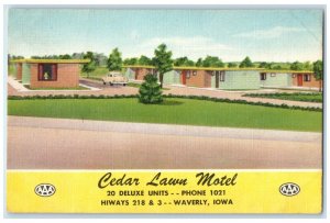 c1940 Cedar Lawn Motel Deluxe Unit Hiways Waverly Iowa Vintage Antique Postcard