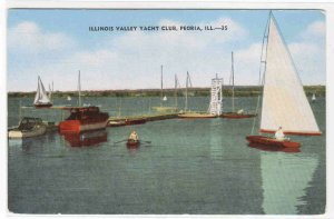 Illinois Valley Yacht Club Sail Boat Peoria Illinois postcard