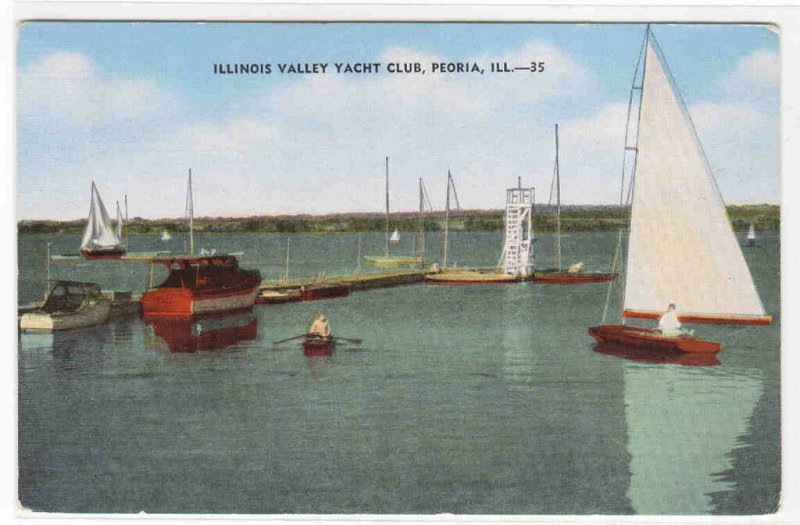 Illinois Valley Yacht Club Sail Boat Peoria Illinois postcard