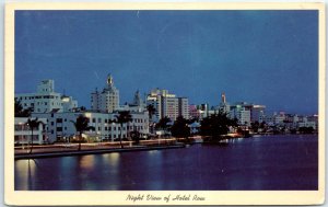 M-59502 Night View of Hotel Row and Indian Creek Miami Beach Florida