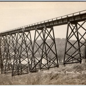 c1910s Boone, IA Viaduct RPPC Railway Steel Bridge Lainson Gift Postcard A103