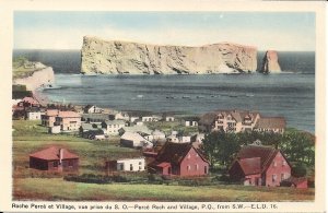 CANADA, Perce Village and Rock QC Quebec, Ocean Scene, 1920's-30's Roche Perce