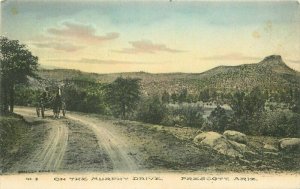 Prescott Arizona Murphy Drive hand colored Brisley C-1910 Postcard 21-12959