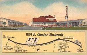 Redwood City California Camino Hacienda Motel Vintage Postcard AA41714