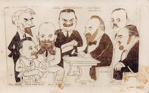 HERB ROTH CARICATURES-HENKEL-GETZ-JORDAN-LIEBMANN-MULTERER~REAL PHOTO POSTCARD