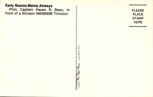 Boston-Maine Airways - Capt. Hazen R. Bean, Stinson SM-6000B Trimotor