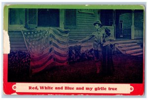 Minneapolis MN Postcard Soldier Romance Red White Blue And My Girlie True 1911