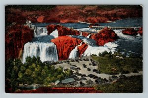 Twin Falls, ID-Idaho, Aerial Scenic View Shoshone Falls, Vintage Linen Postcard