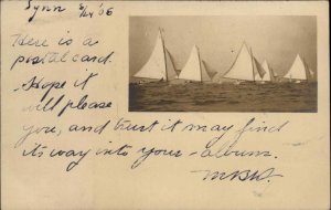 Lynn Massachusetts MA Sailboats Boats, Ships c1906 Real Photo Postcard