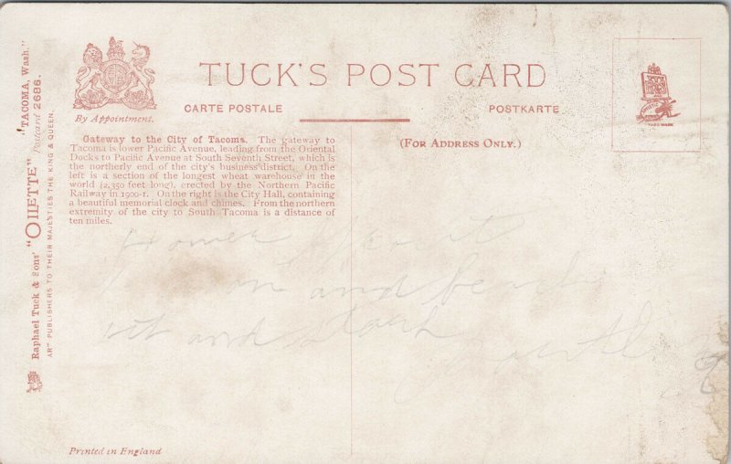 Tacoma WA Washington Tuck Postcard G26