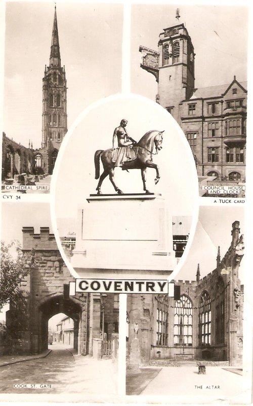 Views of Coventry. Horse statue...  Tuck Real Photograph Ser. PC