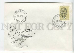 445238 Switzerland 1972 FDC personalities figures Ramuz PIGEON