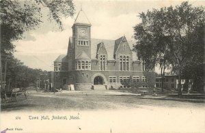 UDB Lithograph Postcard 574. Town Hall, Amherst MA Unposted