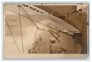 c1920's USS Pittsburgh Rough Seas Steamer Ship RPPC Photo Vintage Postcard
