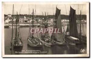Old Postcard Concarneau tuna boats dock at Carnot
