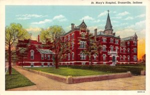 Evansville, IN Indiana   ST MARY'S HOSPITAL   ca1940's Curteich Linen  Postcard