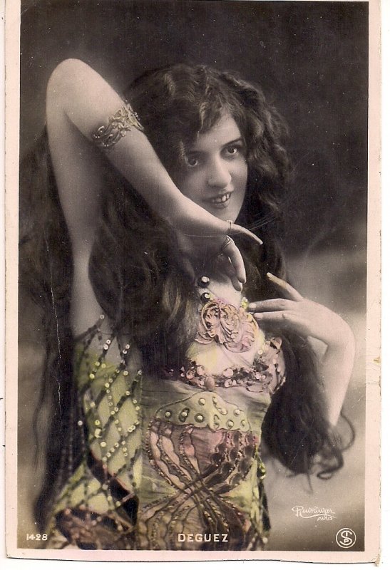 RPPC Tinted Suzy Deguez, Beautiful Spanish Woman,1911, Dancer, Belle Epoque