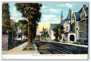 c1905's Michigan Avenue Boulevard Chicago Illinois IL Unposted Vintage Postcard