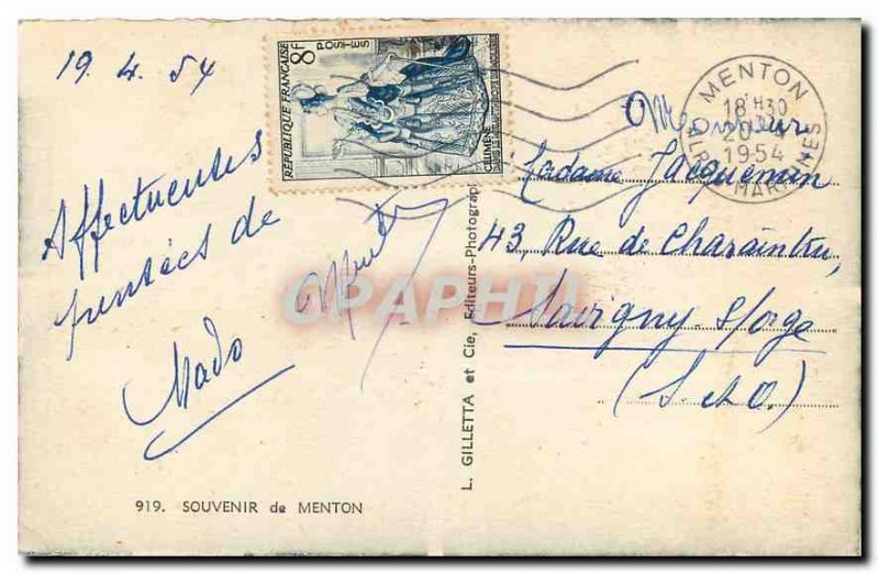 Old postcard Remembrance Menton