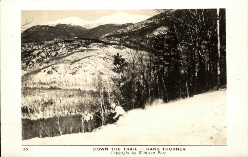 Skiing White Mountains NH Pro Hans Thorner Real Photo Postcard #2