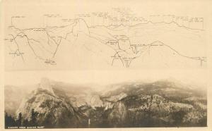 1920s Yosemite Glacier Point Map Elevation RPPC real photo postcard 9304