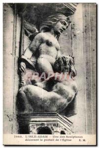 Old Postcard L Isle Adam One of the sculptures decorating the portal E Church