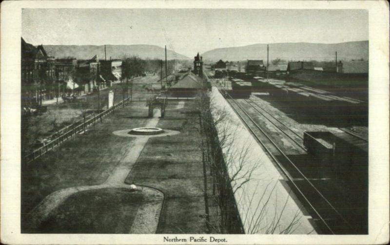 North Yakima WA Cancel - NP N.P. RR Train Depot Station c1910 Postcard