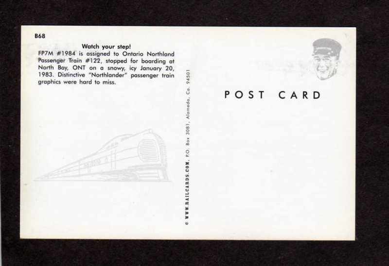 ON Northlander Railroad Train North Bay Ontario Canada Carte Postale Postcard