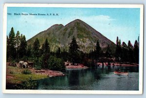 1930 Black Butte Shasta Route River Boating SPRR Locomotive California Postcard