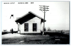 c1954 Wabash Depot Moravia Iowa Railroad Train Depot Station RPPC Photo Postcard